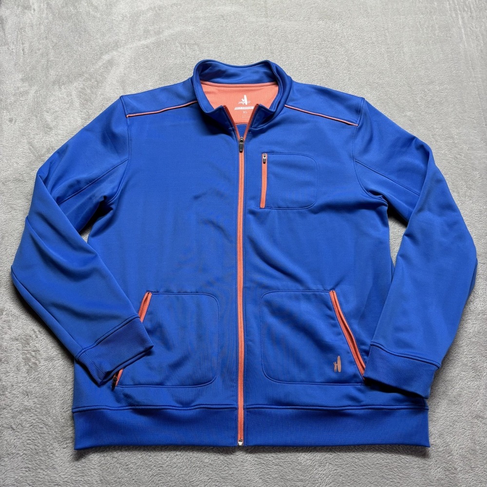 Johnnie-O Prep-Formance Full‎ Zip Jacket Men XL Blue Orange Mock Neck